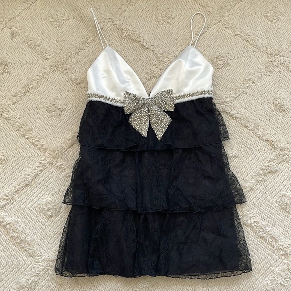 New Alice + Olivia Cairo Embellished Bow Mini Dress - Picture 5 of 9